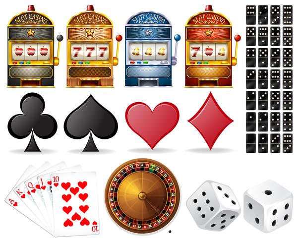 Casino set with cards and games vector