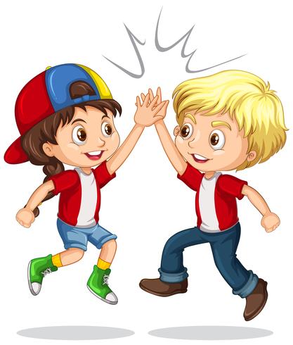 Boy and girl high five vector