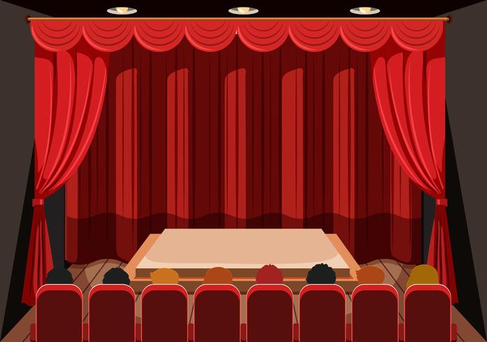 Theatre with red curtains vector