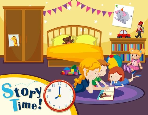 Child story time scene vector