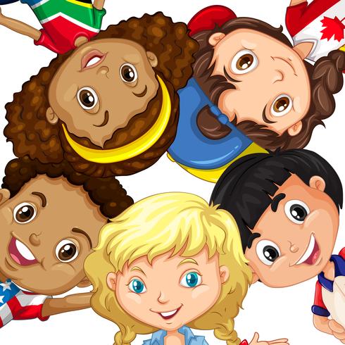 group of different children vector