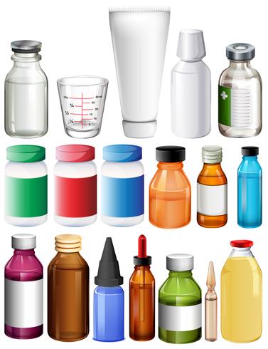 Set of medical containers vector