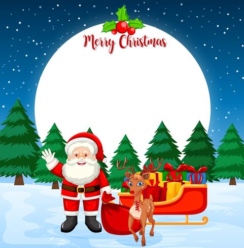 Merry Christmas Card With Santa And Reindeer Download Free Vectors Clipart Graphics Vector Art