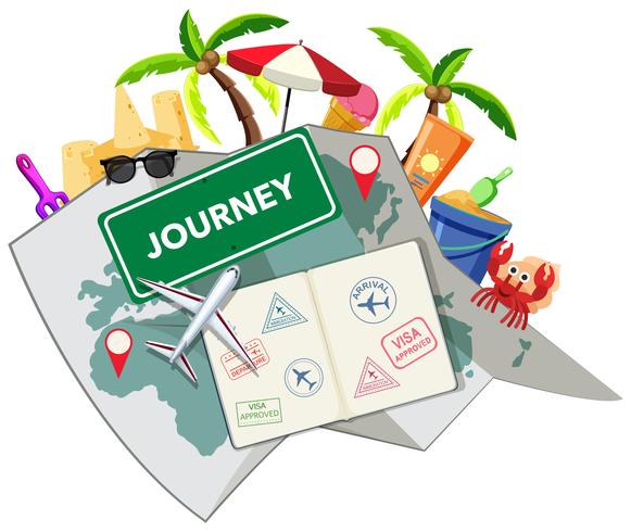 Journey time with beach object vector