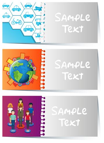 Card templates with infographic designs vector