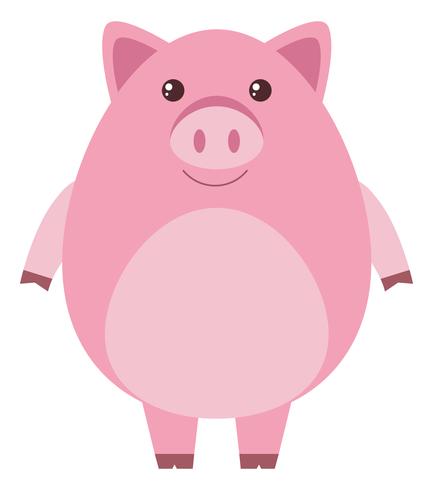 Pink pig with round body vector