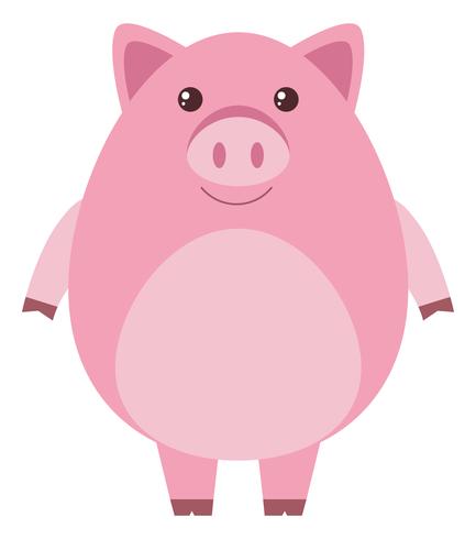 Cerdo rosa con cuerpo redondo. vector