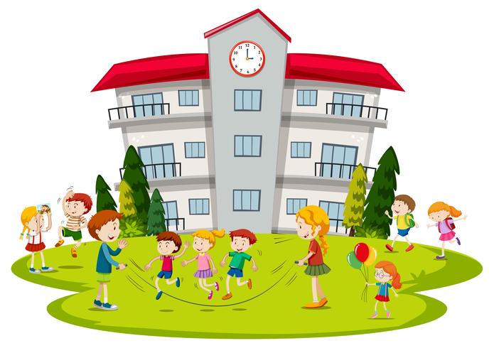 Children playing at school vector