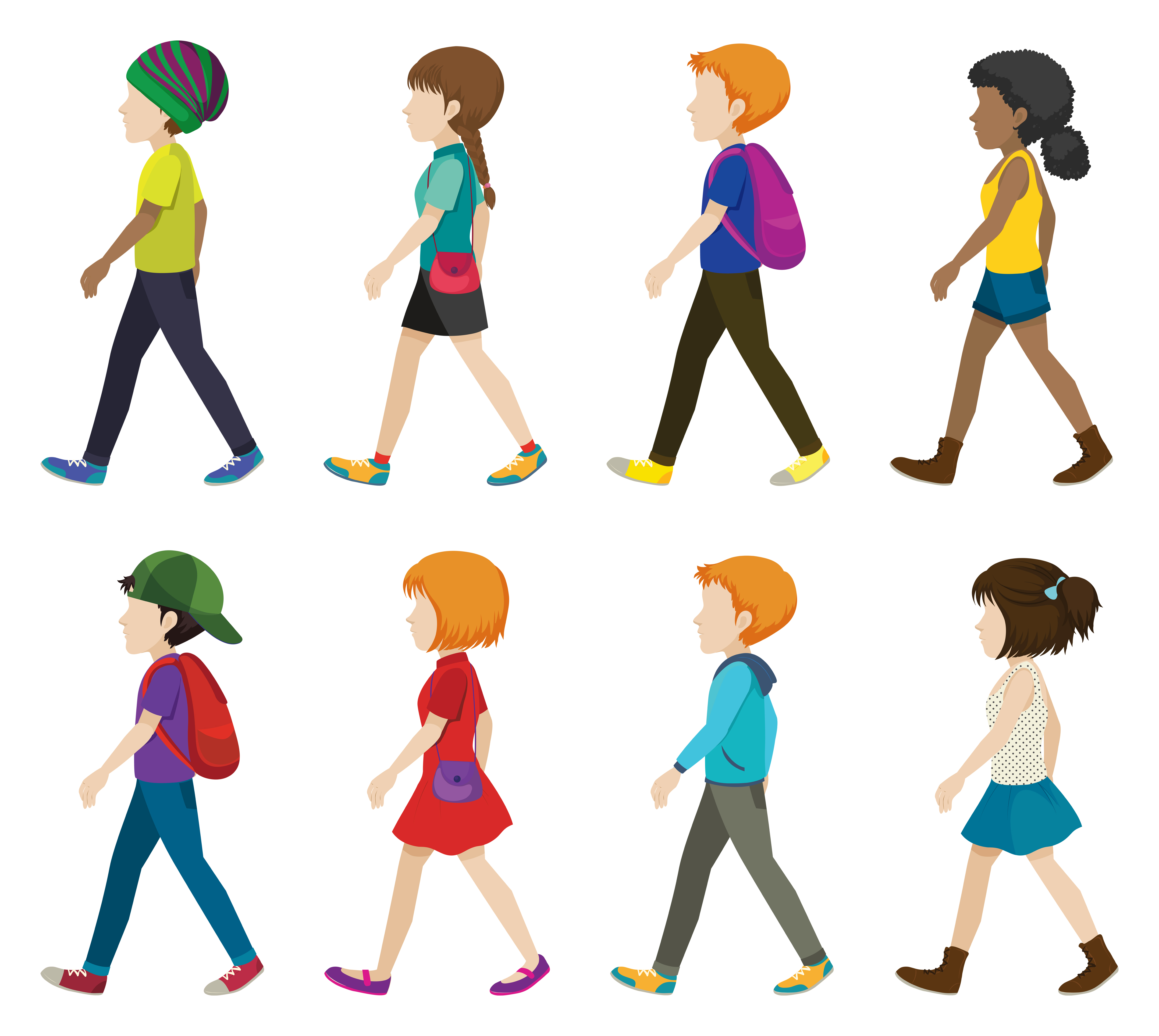 Clipart Of Children Walking