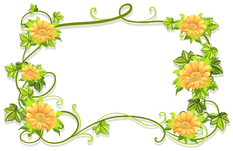 Plantilla de marco con flores amarillas vector