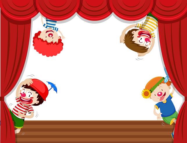 Four clowns on stage  vector