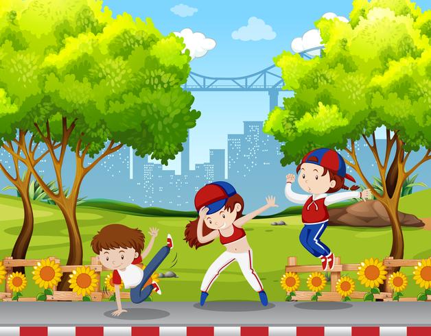 Urban children dancing in the park - Download Free Vector Art, Stock Graphics & Images