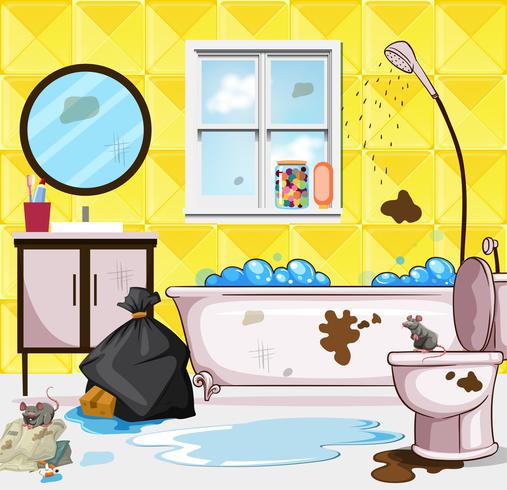 Escena de baño muy sucia vector