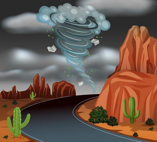 Ciclón tormenta escena del desierto vector