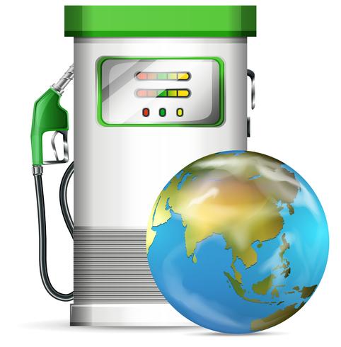 Petrol pump station with globe vector