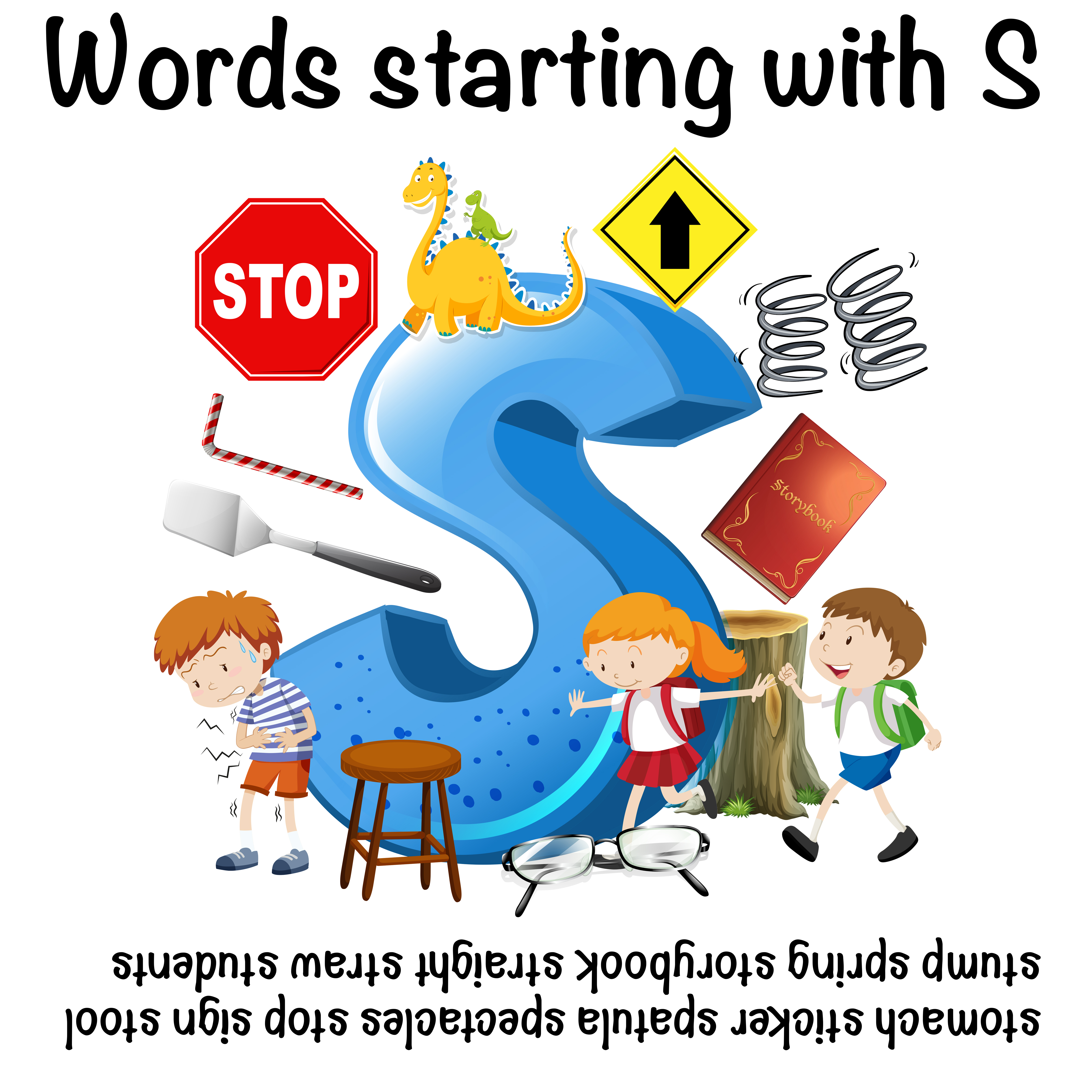 Words Starting with Letter S 304208 Vector Art at Vecteezy