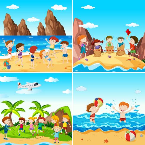 A Set of Children at the Beach - Download Free Vector Art, Stock Graphics & Images