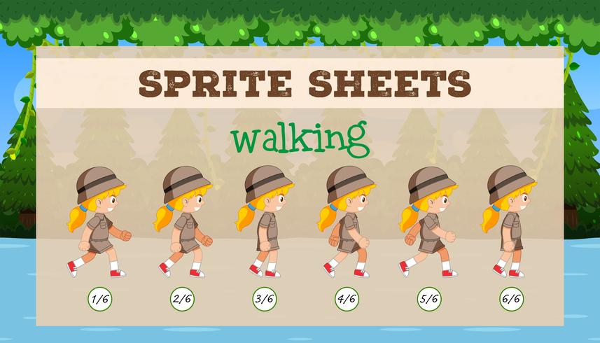 Sprite Sheet girl walking vector