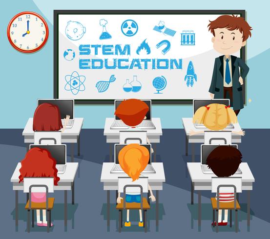 Stem education classroom scene vector