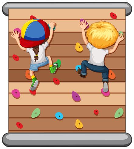 Children climbing the wall  vector