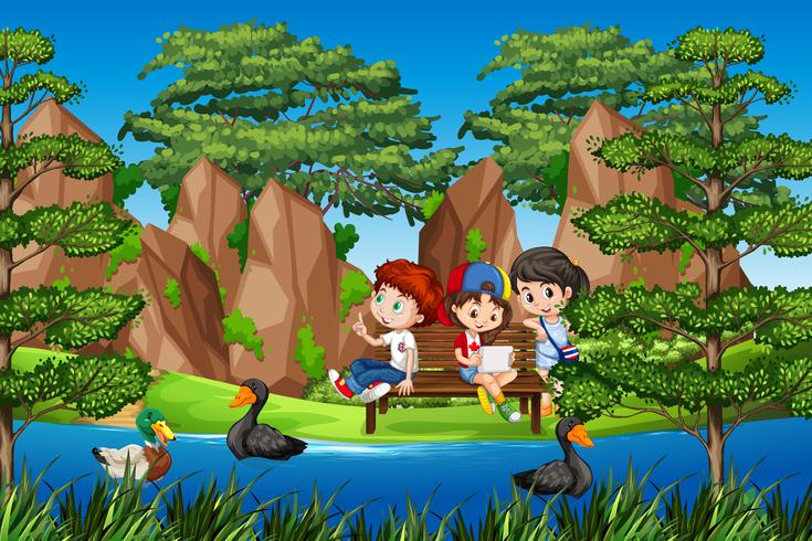 Children in the nature vector