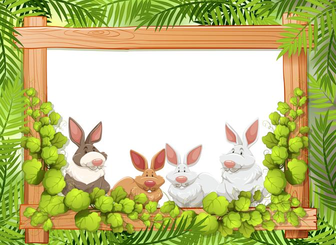 Cute rabbit on wooden frame 304278 Vector Art at Vecteezy