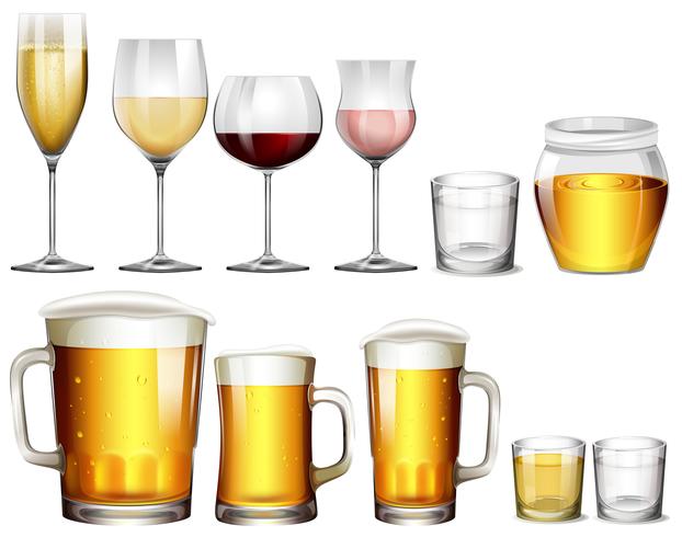 Diferentes tipos de bebidas alcohólicas vector