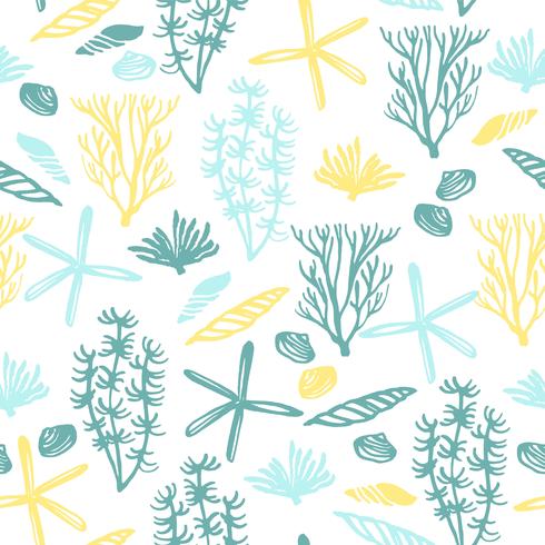 Trendy sea seamless pattern with hand texture. vector