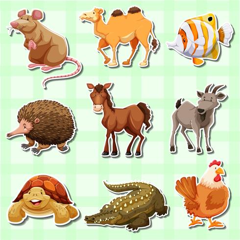 Sticker design for many animals vector