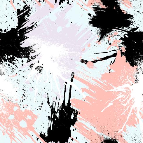Abstract seamless pattern with brush strokes, paint splashes and stone textures. vector