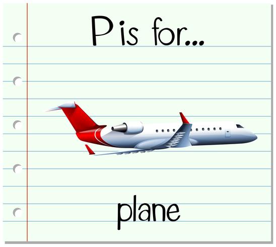 Flashcard letter P is for plane vector