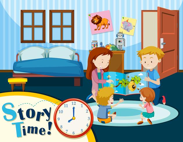 Family story time scene vector