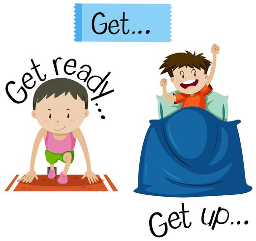 Wordcard for get ready and get up vector