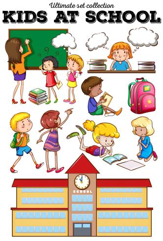 Children learning at school vector