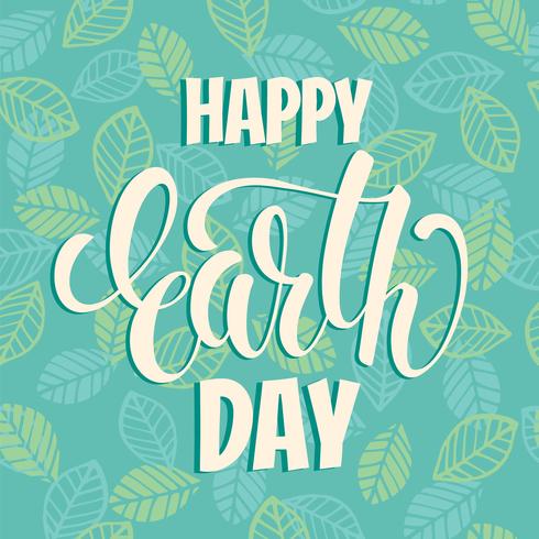 Earth Day concept with hand draw lettering. vector