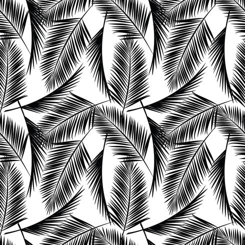 Seamless exotic pattern with palm leaves. vector