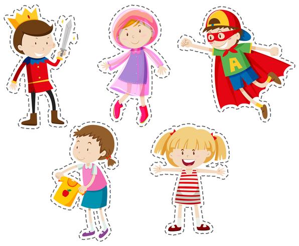 Sticker set of girls and boys vector