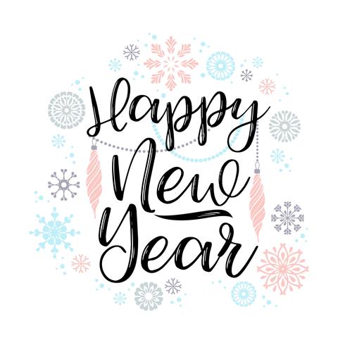 Happy New Year lettering designs. vector