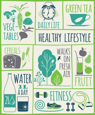 Healthy lifestyle Icons set vector