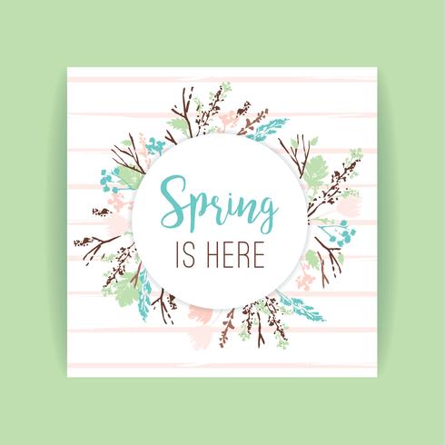 Spring frame of branches and leaves. vector