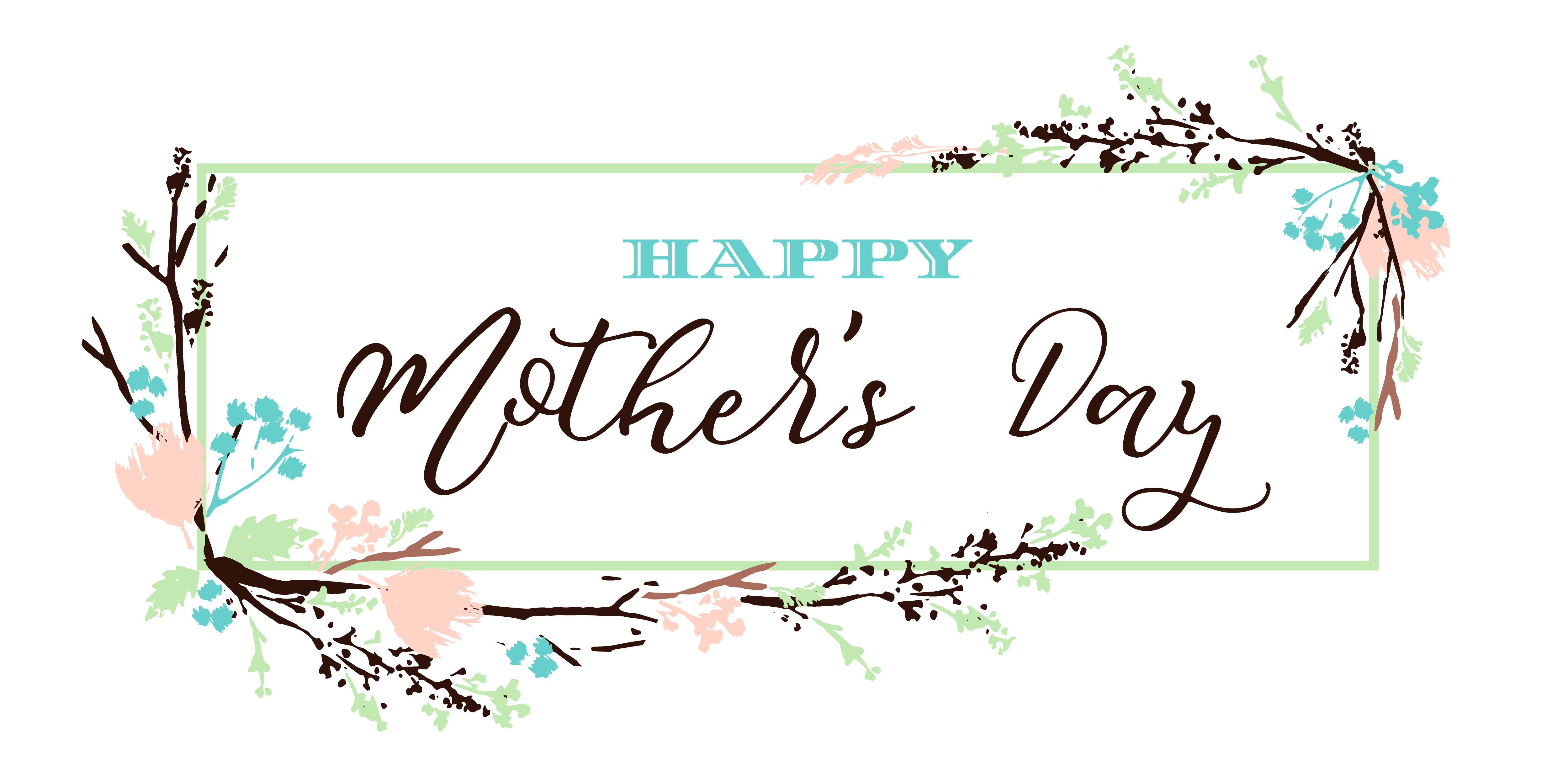  Happy  Mothers  Day  lettering greeting banner  with Flowers 304502 