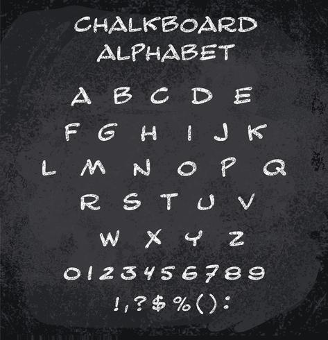 Vector illustration of chalked alphabet. Imitation texture of chalk