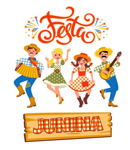 Fiesta latinoamericana, la fiesta de junio de Brasil. Ilustración vectorial vector