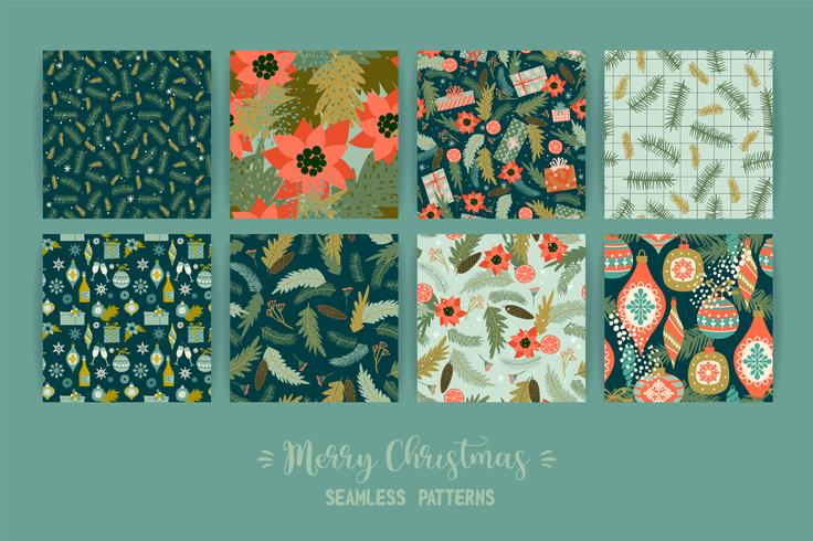 Set of Christmas and Happy New Year seamless patterns. vector