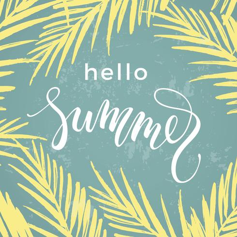 Summer mood. Lettering design on palm background. vector