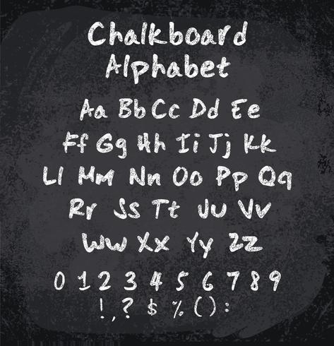 Vector illustration of chalked alphabet. Imitation texture of chalk