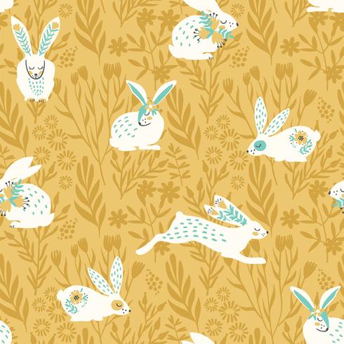 Vector seamless pattern with bunnies for Easter and other users.