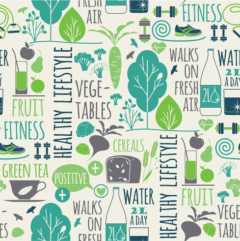 Healthy lifestyle seamless background vector