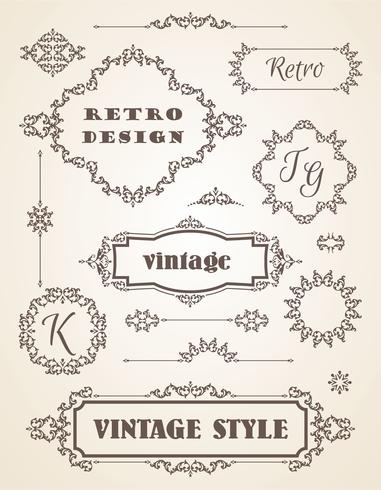 Set of Retro Vintage Badges, Frames, Labels and Borders. vector