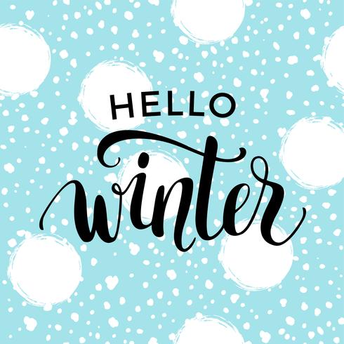 Winter lettering design on snow background. vector